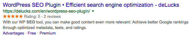 Ankerlinks und Sternebewertungen in Google Suchergebnissen