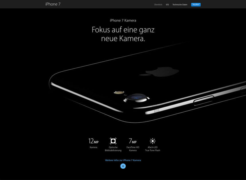 Screenshot holistic website of Apple